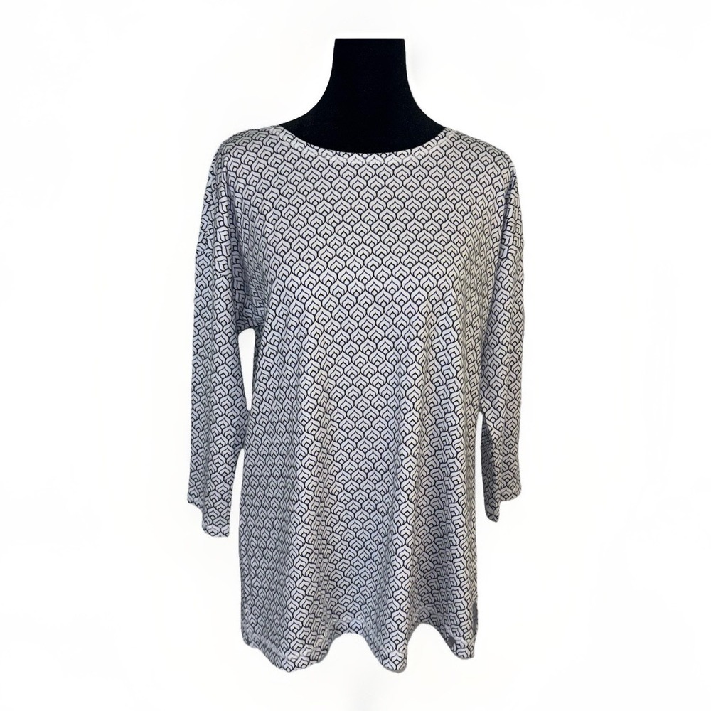Talbots Cross Back‎ Tunic Outline Scallop Size LP NWT White & Blue - Picture 2 of 7